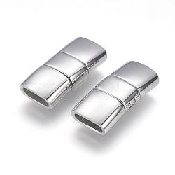304 Stainless Steel Fold Over Clasps, Rectangle, Stainless Steel Color, 24x11x6mm, Hole: 3x8mm