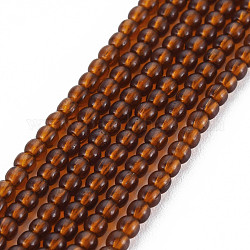 Chapelets de perles en verre, ronde, selle marron, 2mm, Trou: 0.6mm, Environ 185~206 pcs/chapelet, 14.37~14.76 pouce (36.5~37.5 cm)