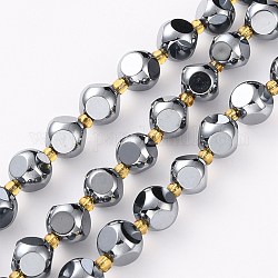 Brins de perles de pierre terahertz, avec des perles de rocaille, dés célestes à six faces, facette, 8~8.5x8~8.5mm, Trou: 1mm, Environ 20 pcs/chapelet, 7.99 pouce (20.3 cm)