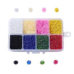 12/0 Glass Seed Beads, Ceylon Round  Loose Spacer Beads, 2mm, Mixed Color, 2mm, Hole: 1mm, about 12500pcs/box