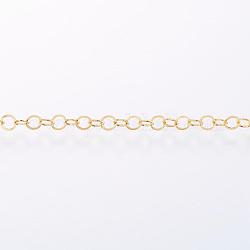 Revestimiento iónico hecho a mano (ip) 304 cadenas rolo de acero inoxidable, cadena belcher, soldada, con carrete, dorado, 3x0.3mm, aproximadamente 32.8 pie (10 m) / rollo