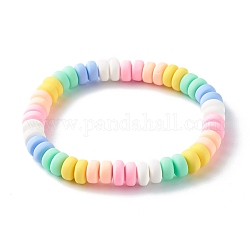 Braccialetti elasticizzati fatti a mano con perline di argilla polimerica per bambini, colorato, diametro interno: 1-3/4 pollice (4.5 cm)