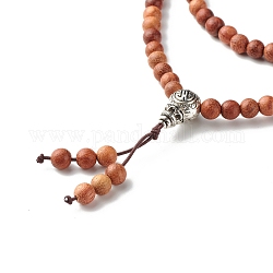 Collier pendentif en alliage de gourde pour fille femmes, collier de perles de bois parfumées naturelles, selle marron, 24.41 pouce (62 cm)