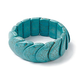 Bracciali di perline turchesi tratto sintetico, braccialetto di piastrelle, medio turchese, diametro interno: 2-1/4 pollice (5.55 cm)