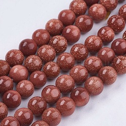 Chapelets de perle en goldstone synthétique, ronde, 6mm, Trou: 1mm, Environ 63 pcs/chapelet, 14.9 pouce