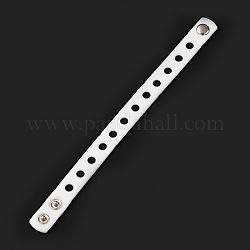 Bracelets unisexes en cordon de silicone, avec les accessoires en fer de platine plaqués, blanc, 8-3/8 pouce (21.3 cm)