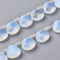 Chapelets de perles d'opalite, perles percées, facette, larme, 10~10.5x10~10.5x5mm, Trou: 0.6mm, Environ 39 pcs/chapelet, 15.94 pouce (40.5 cm)