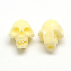 Synthetic Coral Skull Beads, Dyed, Champagne Yellow, 11x9x7mm, Hole: 1mm
