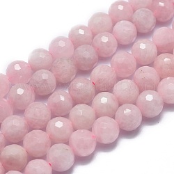 Природного розового кварца нитей бисера, граненые, круглые, 8 мм, отверстие : 1 мм, около 49 шт / нитка, 15.7 дюйм (40 см)