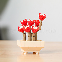 Sukkulentenblumen aus Kunststoff, Pflanzenbausteine, DIY-Spielzeugset, Sukkulenten Bonsai-Modell, für Geschenk Wohnkultur, rot, 55x55x90 mm