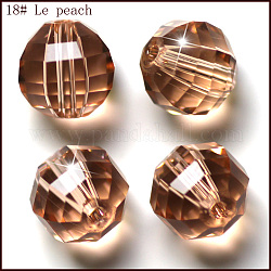 Imitazione branelli di cristallo austriaco, grado aaa, sfaccettato, tondo, peachpuff, 10mm, Foro: 0.9~1 mm