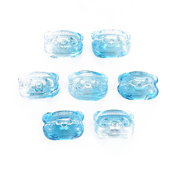 Perles de verre peintes par pulvérisation transparentes deux tons, ours, bleu profond du ciel, 10x13x8.5mm, Trou: 1mm