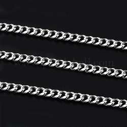 201 cadenas de eslabones cubanos de acero inoxidable, cadenas de bordillo gruesas, cadenas retorcidas, sin soldar, color acero inoxidable, 11mm, Enlaces: 13.5x10.5x3 mm