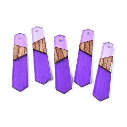 Pendentifs en bois de résine et de noyer, flèche, bleu violet, 49x12x3.5mm, Trou: 1.6mm