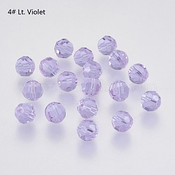 Perles d'imitation cristal autrichien, grade AAA, facetté (32 facettes), ronde, support violet, 6mm, Trou: 0.7~0.9mm