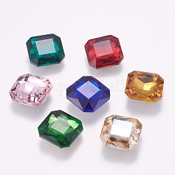 Cabujones de cristal con rhinestone, facetados, espalda plateada, cuadrado, color mezclado, 18x18x6mm