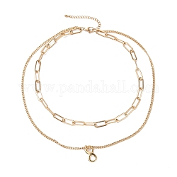 Vakuumplattierung 304 mehrschichtige Doppelketten-Halskette aus Edelstahl mit Unendlichkeits-Charme für Frauen, golden, 16.34 Zoll (41.5 cm)