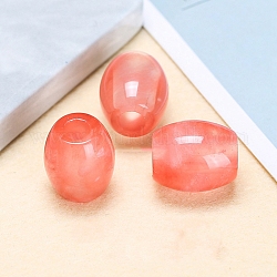 Perle europee di vetro al quarzo ciliegio, perline con foro grande, barile, 18x16mm, Foro: 6 mm