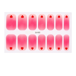 Vollständige Abdeckung Nagelsticker, 3d Nagelabziehbilder, selbstklebend, mit Glas & Strass & Plastik, für Nagelspitzen Dekorationen, neon rosa , 24x8.5~15 mm, 24 Stück / Blatt