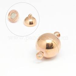 304 магнитная застежка из нержавеющей стали с петлями, круглые, розовое золото , 21x14 мм, отверстие : 2 мм