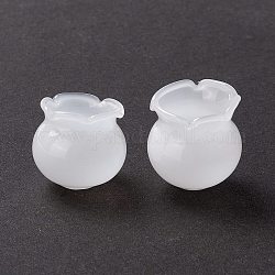 Perle di fiori in vetro soffiato a mano, campanula media l, bianco, 18.5~20x20~20.5mm, Foro: 1~2 mm