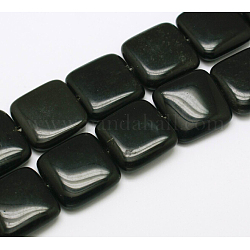 Naturali quadrati perline ossidiana fili, perline a fetta piatta, 20x20x6mm, Foro: 1 mm, circa 20pcs/filo, 15.74 pollice