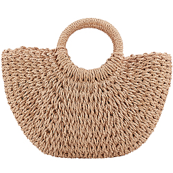 Бохо женская соломенная вязаная сумка, летние пляжные клатчи, с накладкой из полиэстера внутри, Перу, 29x35x2.6 см