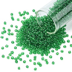 Perline semi di vetro, trasparente, tondo, foro rotondo, verde scuro, 12/0, 2mm, Foro: 1 mm, circa 3333pcs/50g, 50 g / borsa, 18 borsa/2 libbre