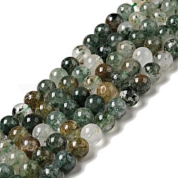 Chapelets de perles en quartz lodolite naturel, ronde, 8mm, Trou: 0.8mm, Environ 49 pcs/chapelet, 15.75 pouce (40 cm)