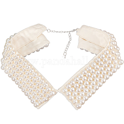 Babero de poliéster desmontable, collar de soporte falso con cuentas de perlas de imitación de plástico, con cadena de extensión, para la decoración de disfraces, cornsilk, 390~420x83x10.5mm