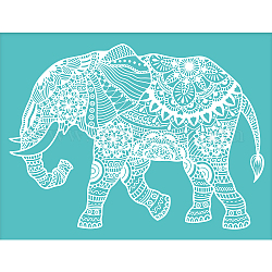 Stampino serigrafico autoadesivo, per la pittura su legno, tessuto della maglietta della decorazione fai da te, turchese, elefante modello, 220x280mm
