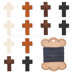 Chgcraft diy набор для изготовления ожерелья с подвеской, в том числе 80шт 4 цвета перекрестные деревянные подвески, 1 рулон вощеного полиэфирного шнура, разноцветные, 21~22x14~15x4~5 мм, отверстие : 1.8 мм