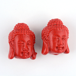 Perles de cinabre bijoux buddhist, Bouddha, firebrick, 18x14.5x13.5mm, Trou: 2mm