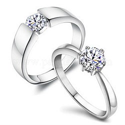 Медные кольца, кольца пара, со стразами, для мужчин, платина, кристалл, размер США 9 (18.9 мм)