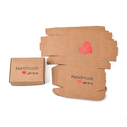 Подарочная коробка для крафт-бумаги, украшение свадьбы, складные коробки, с сердцем шаблон, деревесиные, 18.6x17.3x0.05 см, готовый продукт: 8x6x2 см