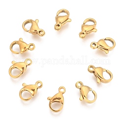304 Stainless Steel Lobster Claw Clasps, Golden, 10x7x3mm, Hole: 1.2mm