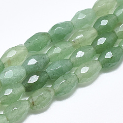 Chapelets de perles en aventurine vert naturel, facette, ovale, 8.5~9x6mm, Trou: 1mm, Environ 22 pcs/chapelet, 8.07 pouce