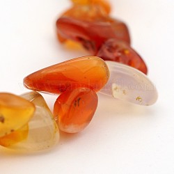 Dyed Natural Red Agate Bead Strands, Nuggets, Orange Red, 10~22x5~14x4~11mm, Hole: 1mm, about 15.7inch