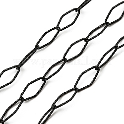 304 strukturierte Pferdeaugen-Gliederkette aus Edelstahl, gelötet, mit Spule, Elektrophorese schwarz, 15x7x1 mm, ca. 16.40 Fuß (5m)/Rolle
