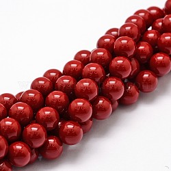 Fili di perline con guiscio, grado a, tondo, rosso scuro, 10mm, Foro: 0.7~1 mm, circa 38pcs/filo, 15.5 pollice
