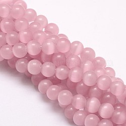 Katzenauge Perlen Stränge, Runde, Lavendel erröten, 10 mm, Bohrung: 1.5 mm, ca. 40 Stk. / Strang, 15.5 Zoll