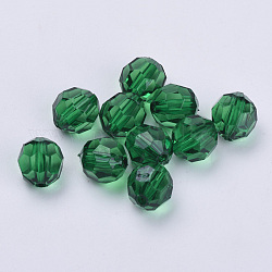 Perline acrilico trasparente, sfaccettato, tondo, verde scuro, 8x7mm, Foro: 1.5 mm, circa 1810pcs/500g