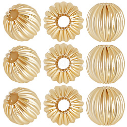 Beebeecraft 100Pcs/Box Round Spacer Beads 14K Gold Plated Brass Grooved Corrugated Loose Beads 6mm Jewelry Making Beads for DIY Bracelet Earring Necklace