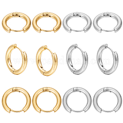 SUNNYCLUE 1 Box 12 Pairs 2 Colors Leverback Earring Hooks Huggie Hoops Real 18K Gold Plated Stainless Steel 14mm Round Lever Back Ear Wires Huggie Hoop Earring Findings for Jewelry Making Supplies