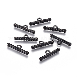 304 Stainless Steel Toggle Clasps Parts, Bar, Electrophoresis Black, 21x6.5x3mm, Hole: 2mm