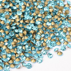 Parte posterior plateada grado a Diamante de imitación de cristal en punta, aguamarina, 6~6.2mm, aproximamente 288 unidades / bolsa
