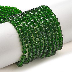 Chapelets de perles en verre transparente  , facetté (32 facettes), ronde, vert foncé, 3~3.5mm, Trou: 0.6mm, Environ 174~175 pcs/chapelet, 21.18~21.34 pouce (53.8~54.2 cm)