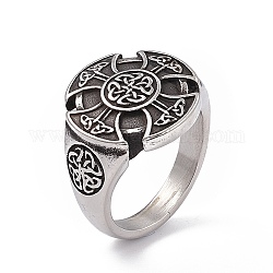 Nodo gotico 304 anello da dito in acciaio inossidabile, anelli a fascia larga da uomo con croce vichinga, argento antico e colore acciaio inox, misura degli stati uniti 8 1/2 (18.5mm)