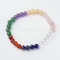 Mixed Stone Round Bead Stretch Bracelets, 2-1/8 inch(54.5mm), Bead: 6mm