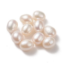 Culture des perles perles d'eau douce naturelles, la moitié foré, larme, floral blanc, 8~9x11~13mm, Trou: 0.8mm